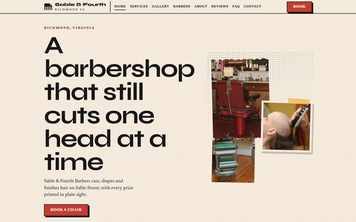 The Sable & Fourth Barbers front-end