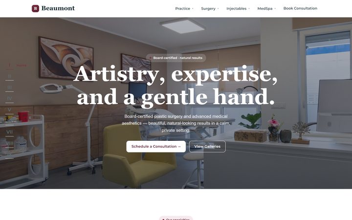 The Beaumont Plastic Surgery & MedSpa front-end