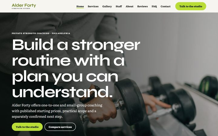 The Private Strength Coaching Philadelphia front-end