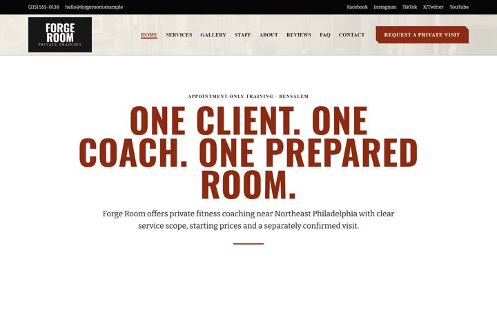 The Private Personal Training Bensalem front-end