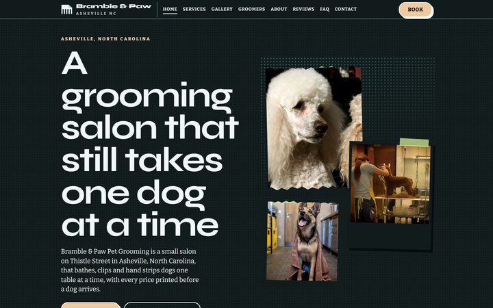 The Bramble & Paw Pet Grooming front-end