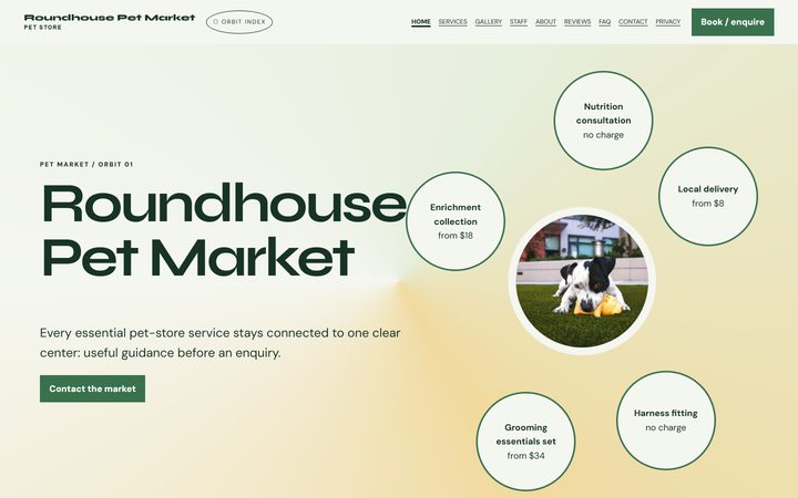 The Roundhouse Pet Market front-end