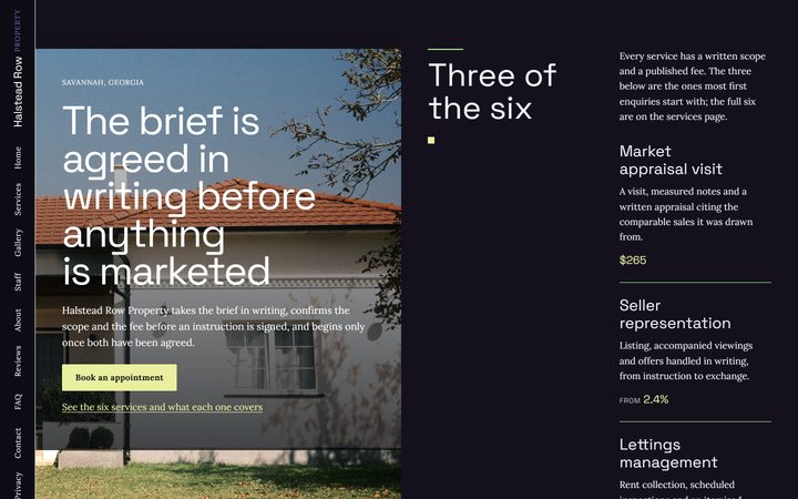 The Halstead Row Property front-end