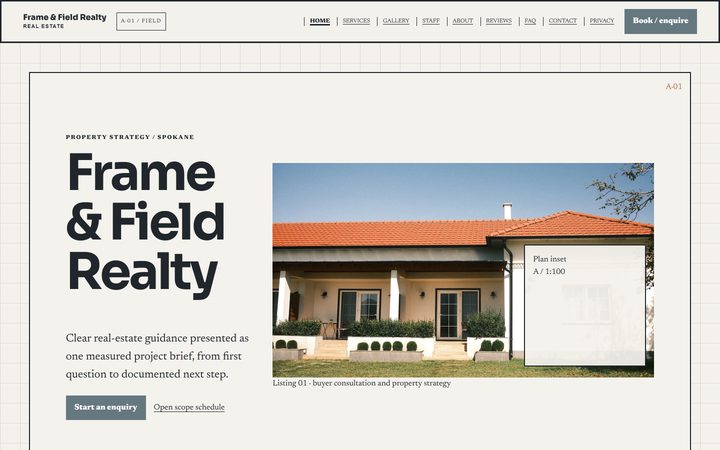 The Frame & Field Realty front-end