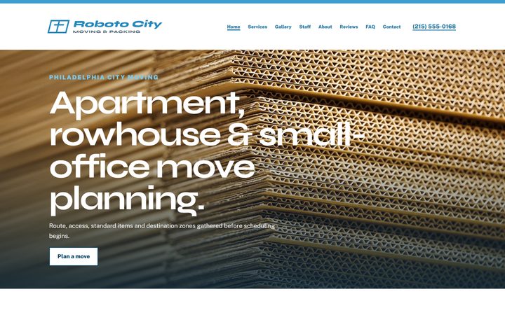 The Philadelphia City Moving & Packing front-end