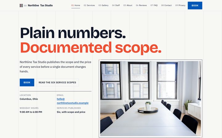 The Northline Tax Studio front-end