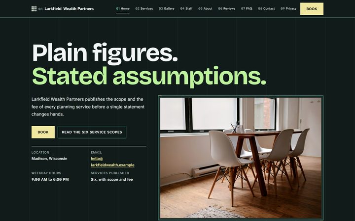 The Larkfield Wealth Partners front-end