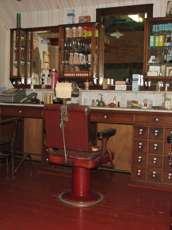 An early twentieth-century barber shop interior