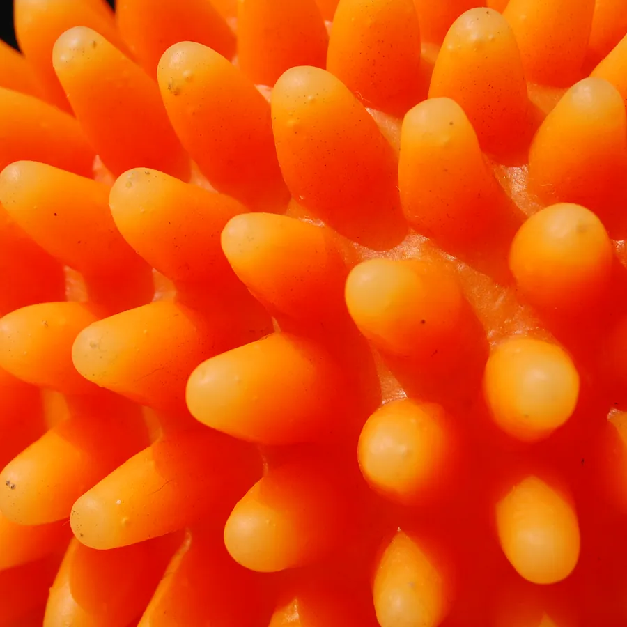 Close texture of an orange rubber play toy