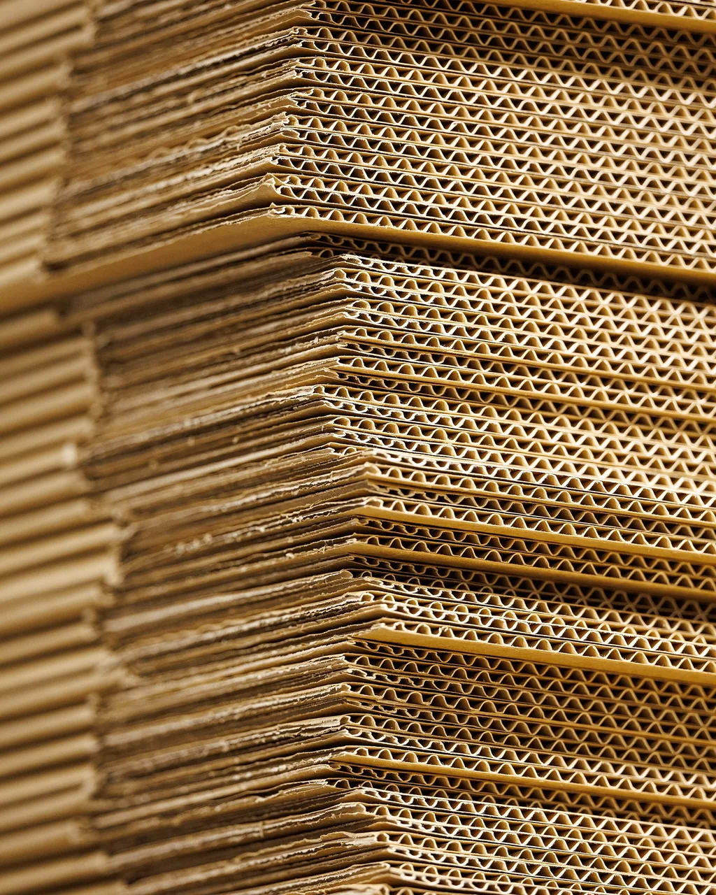 A vertical view of the flat-packed carton stack.