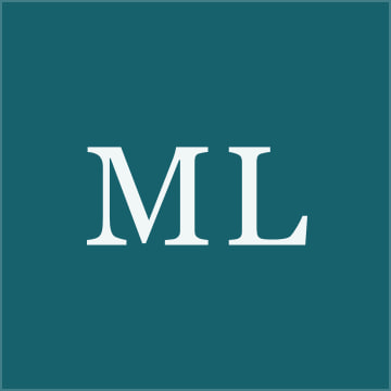 Monogram tile with the initials ML, drawn in place of a photograph