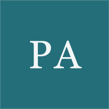 Monogram tile with the initials PA, drawn in place of a photograph