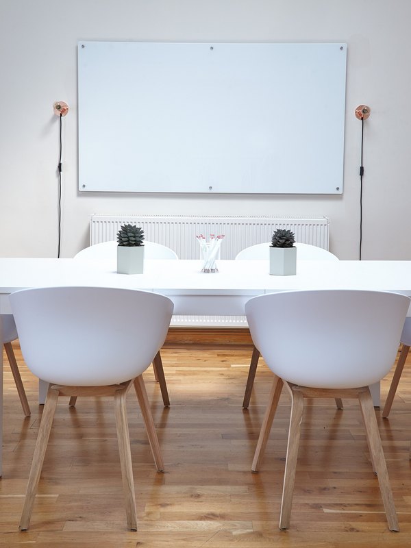 A bookable meeting room set up for the next session