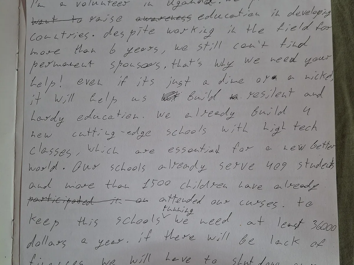 Handwritten draft pages showing corrections and revisions